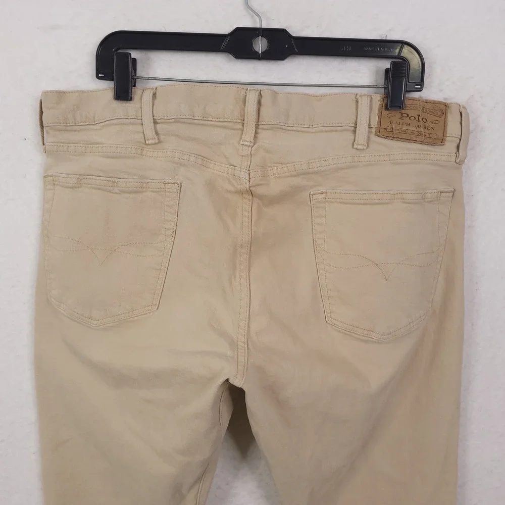 Polo Ralph Lauren Varick Slim Straight Pants Mens 38x30 Tan Khaki Chinos Stretch